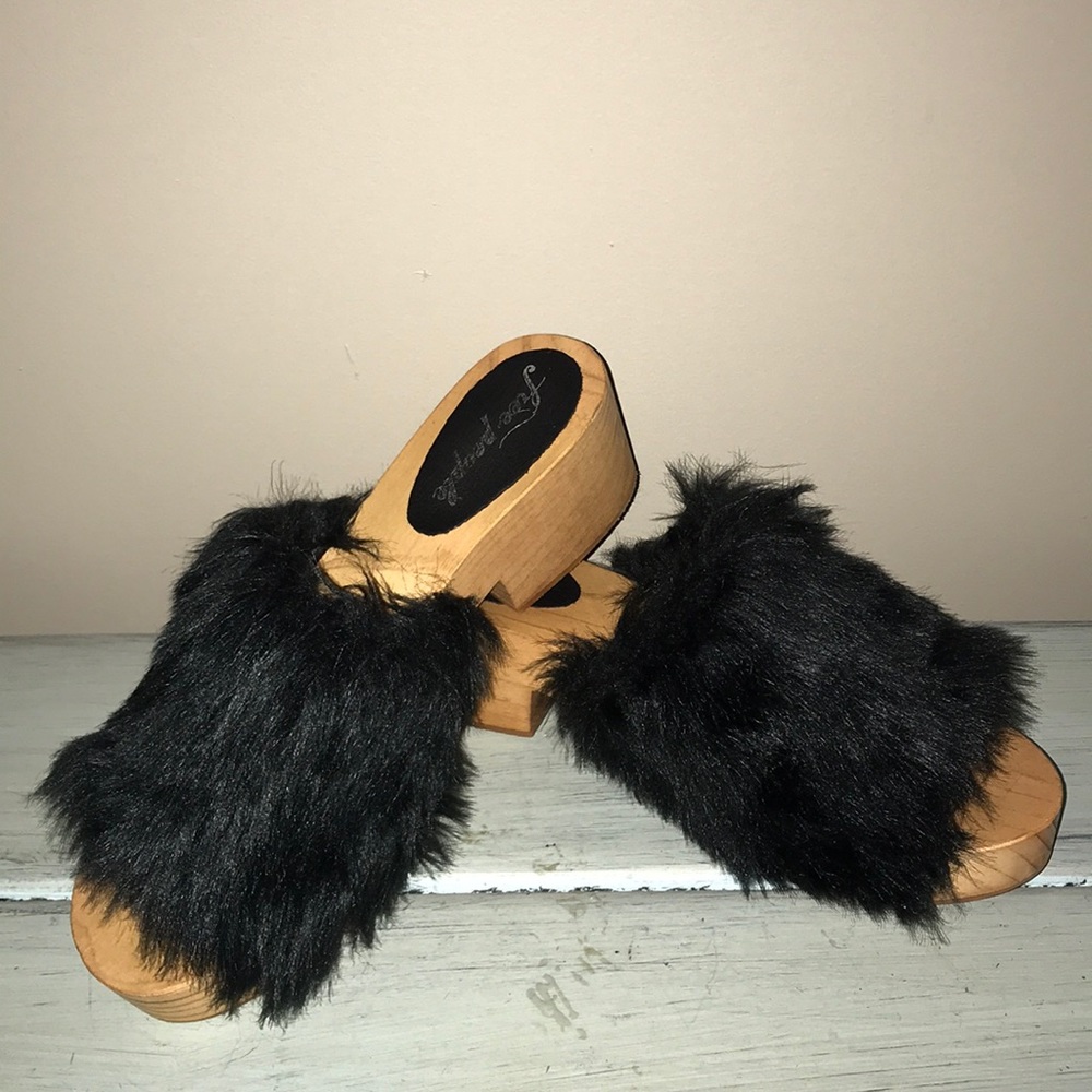 Free People furry clog mules